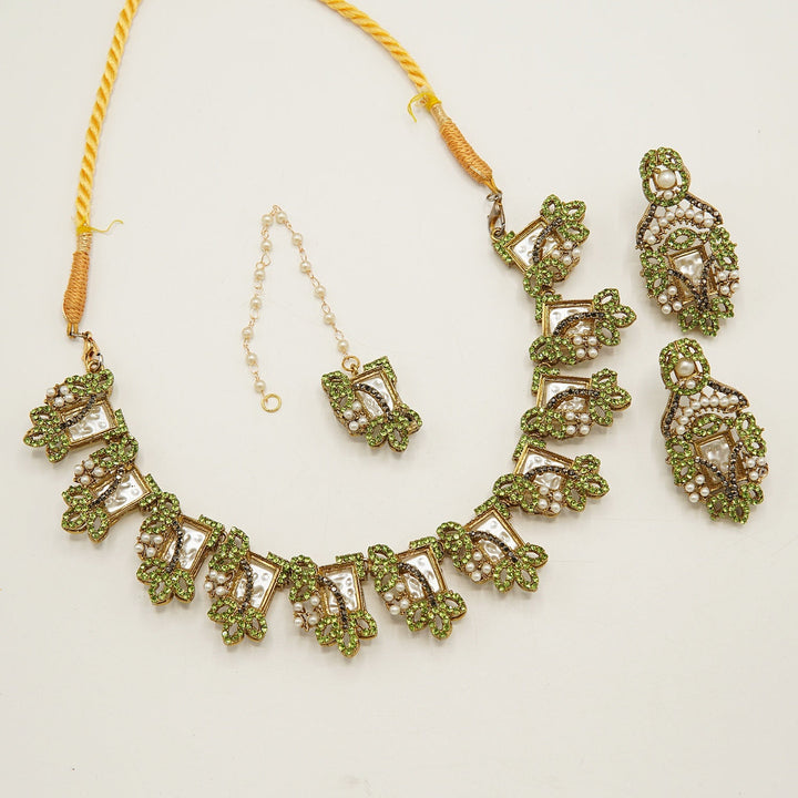 Mother Of Pearl Designer Necklace Set - tlmjewels