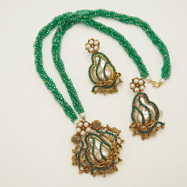 Mother Of Pearl Pendant Twisted Mala Set - tlmjewels