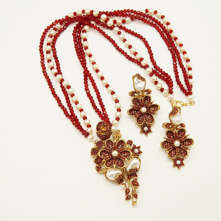 Mother Pearl Pendant Double Pairs Mala - tlmjewels