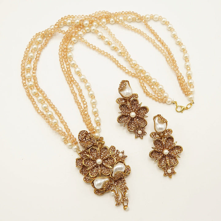 Mother Pearl Pendant Double Pairs Mala - tlmjewels