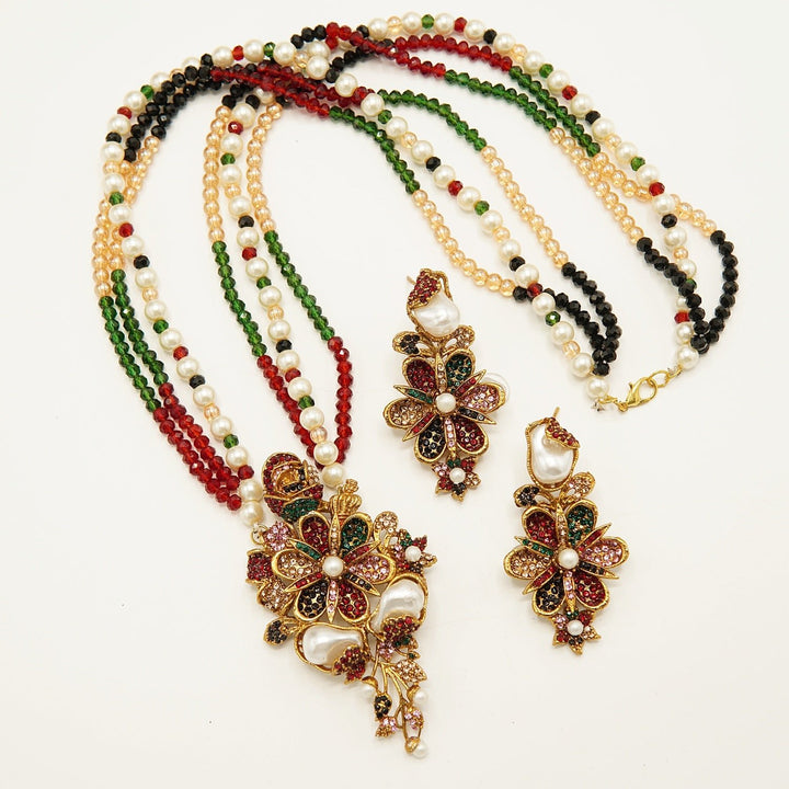 Mother Pearl Pendant Double Pairs Mala - tlmjewels