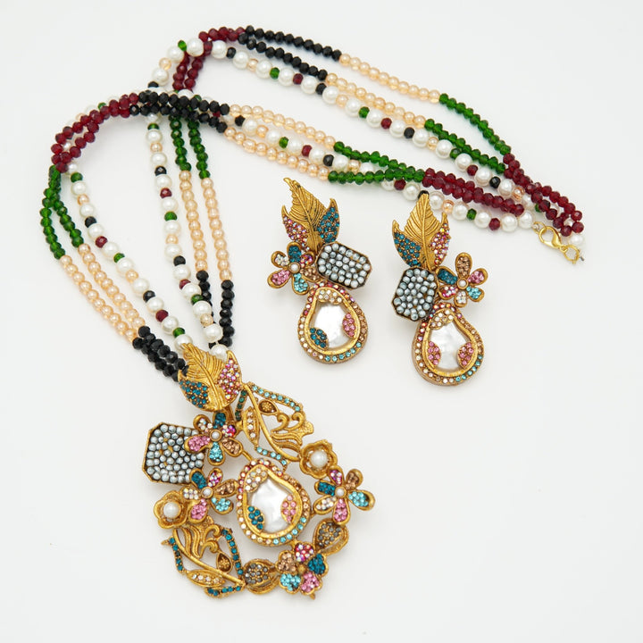 Multi Colored Turkish M.O.P Mala Set - tlmjewels