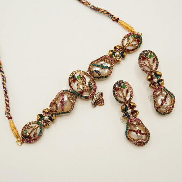 Multi Mother Of Pearl Sleek Choker Set - tlmjewels