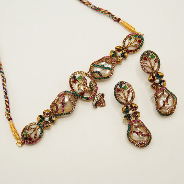 Multi Mother Of Pearl Sleek Choker Set - tlmjewels