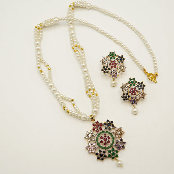 Multi Zirconia Pendant Mala Set - tlmjewels