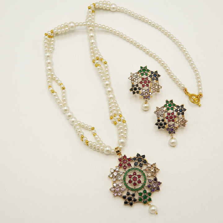 Multi Zirconia Pendant Mala Set - tlmjewels