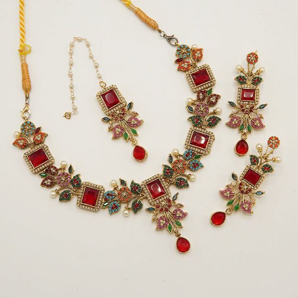 Nauratan And Egyptian Stones Necklace Set - tlmjewels
