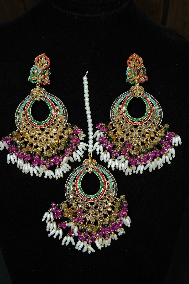 Nauratan Polkis Earring Bindiya Set - tlmjewels