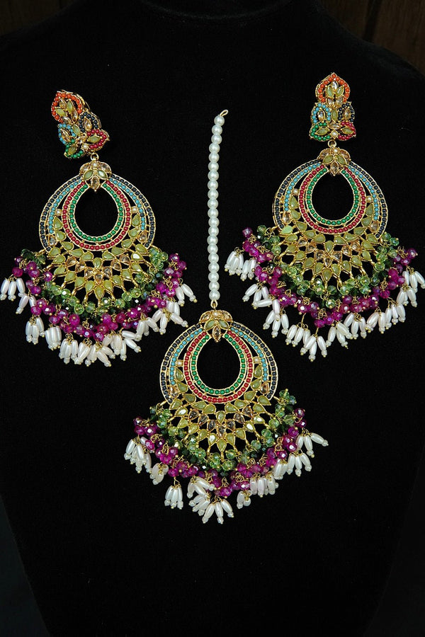 Nauratan Polkis Earring Bindiya Set - tlmjewels
