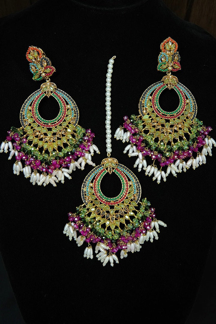 Nauratan Polkis Earring Bindiya Set - tlmjewels