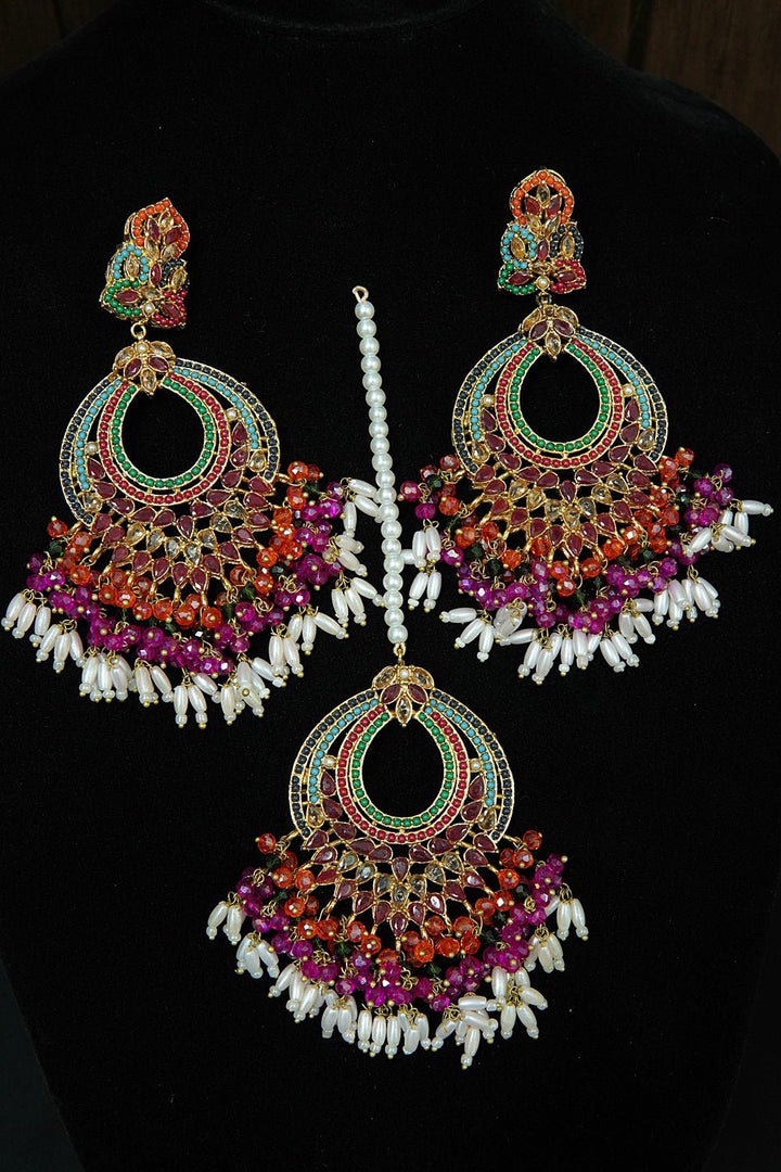 Nauratan Polkis Earring Bindiya Set - tlmjewels