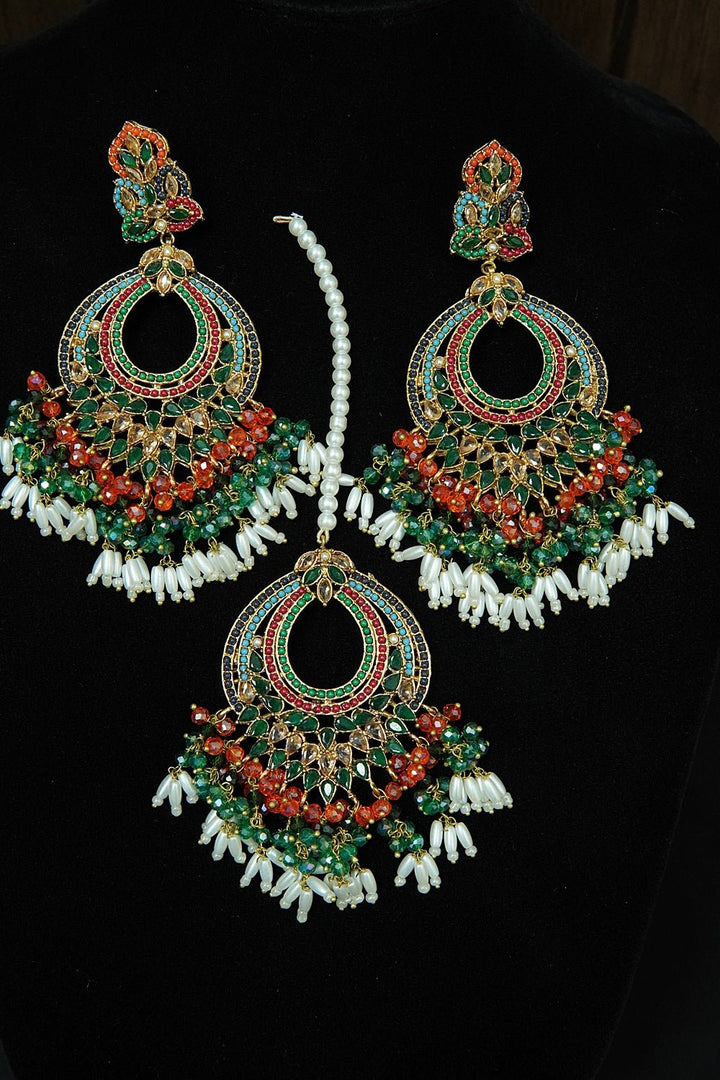 Nauratan Polkis Earring Bindiya Set - tlmjewels