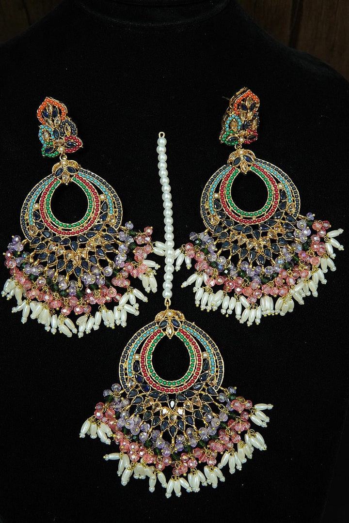 Nauratan Polkis Earring Bindiya Set - tlmjewels