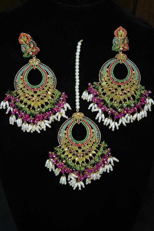 Nauratan Polkis Earring Bindiya Set