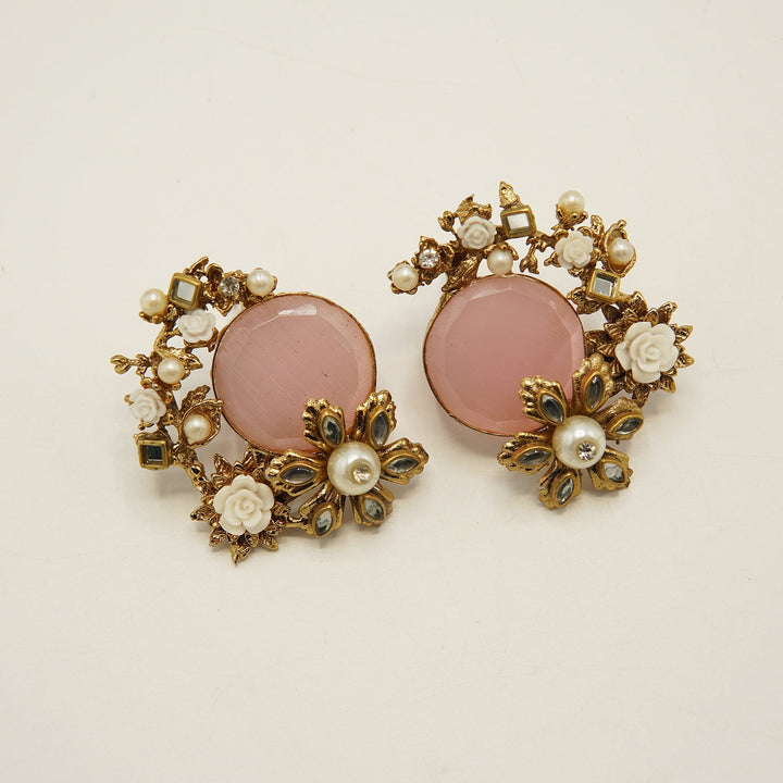 Pink Floral Studs - tlmjewels