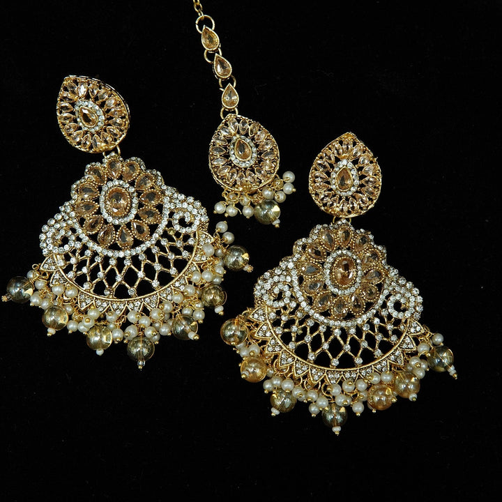 Polki Chaand Baali Teeka Earring - tlmjewels