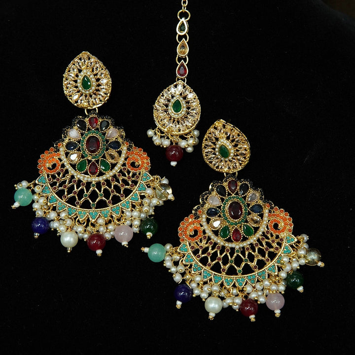 Polki Chaand Baali Teeka Earring - tlmjewels