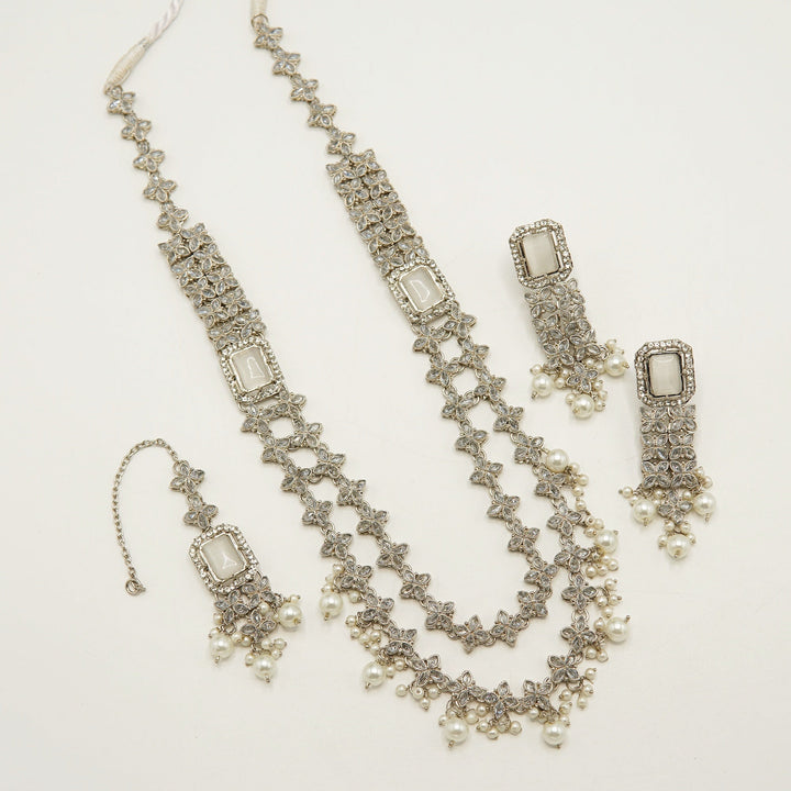 Polkis And Gems Double Layer Chain Mala - tlmjewels