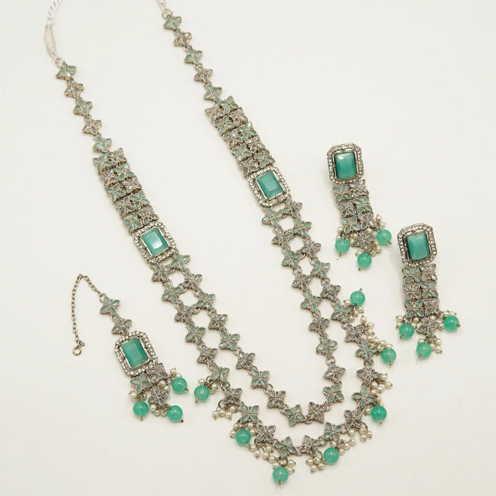 Polkis And Gems Double Layer Chain Mala - tlmjewels