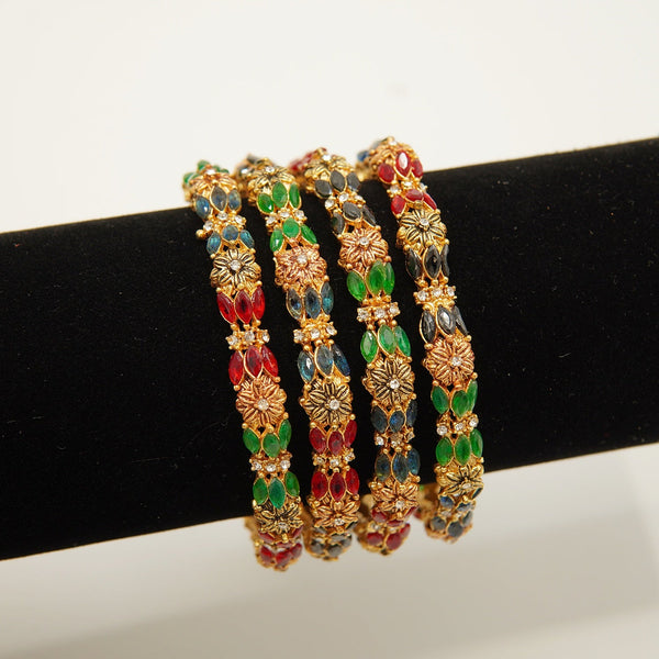 Polkis And Zircones 4 Pieces Churi Set - tlmjewels