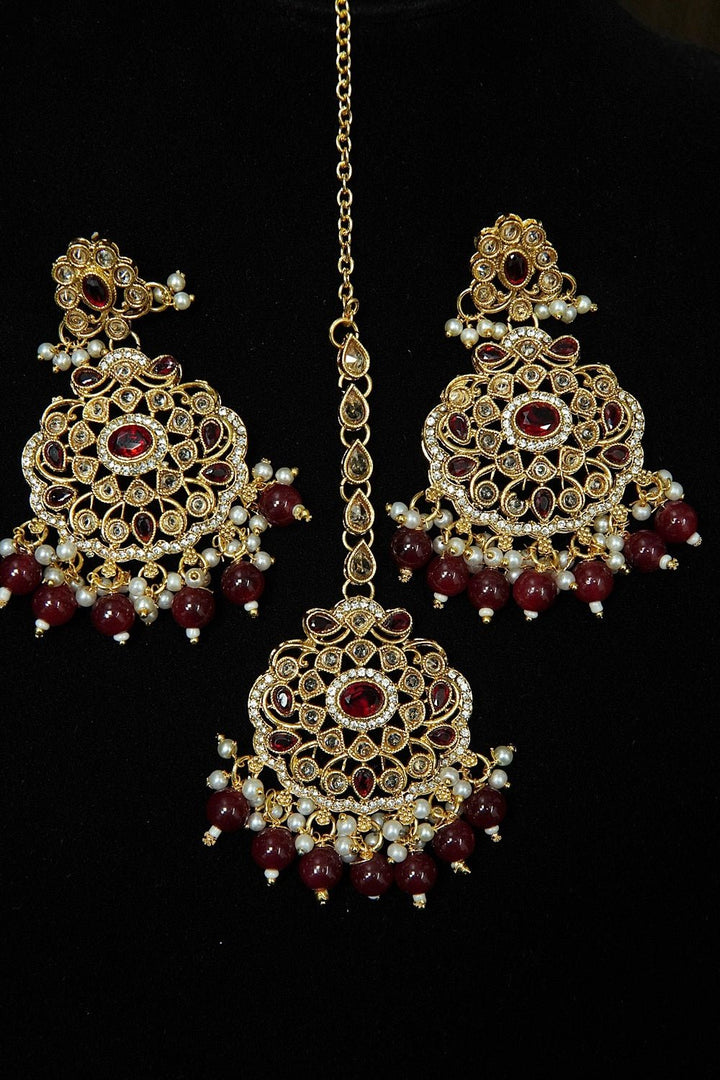 Polkis Earring and Bindiya Set - tlmjewels