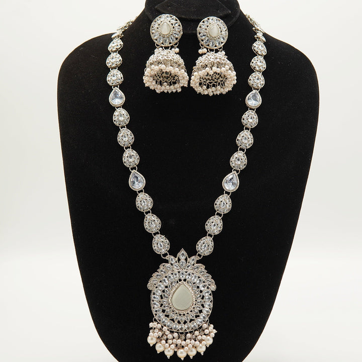 Polkis Full Stones Jhumkay Mala Set - tlmjewels