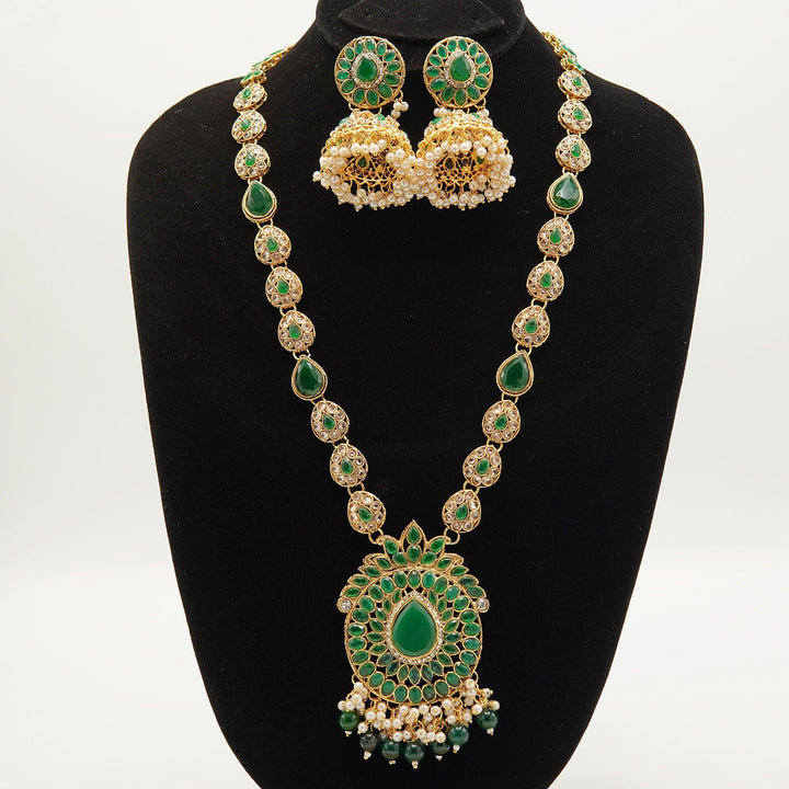 Polkis Full Stones Jhumkay Mala Set - tlmjewels