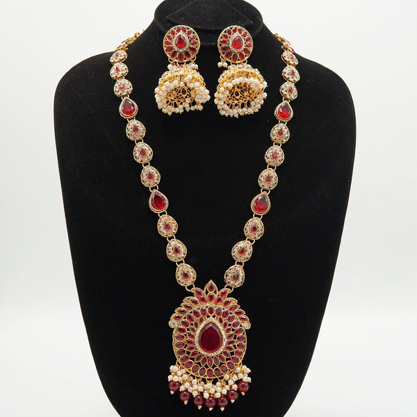 Polkis Full Stones Jhumkay Mala Set - tlmjewels