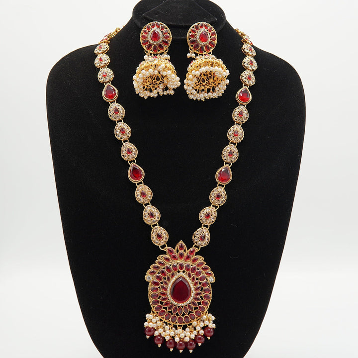Polkis Full Stones Jhumkay Mala Set - tlmjewels