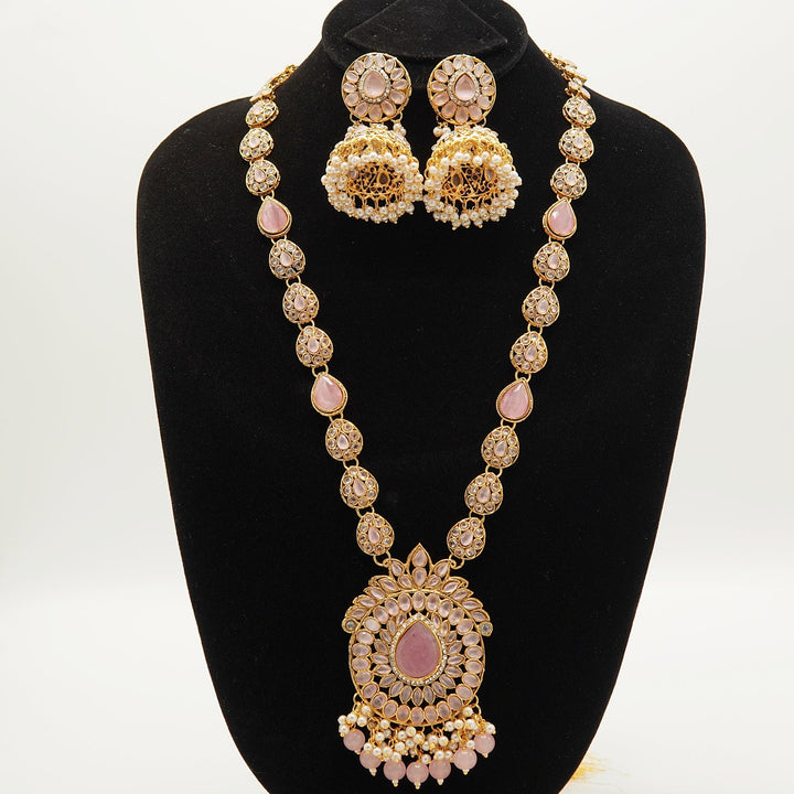 Polkis Full Stones Jhumkay Mala Set - tlmjewels