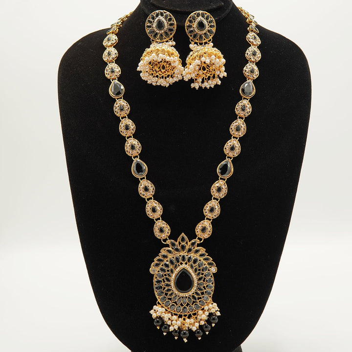 Polkis Full Stones Jhumkay Mala Set - tlmjewels