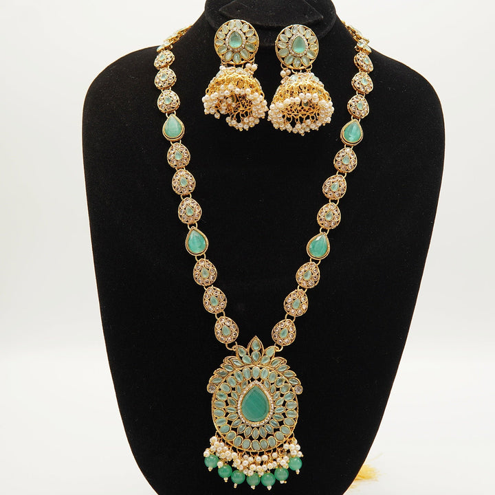 Polkis Full Stones Jhumkay Mala Set - tlmjewels