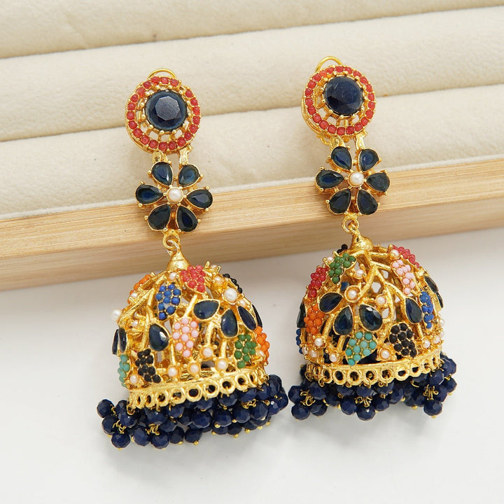 Polkis Nauratan Traditional Jhumka - tlmjewels