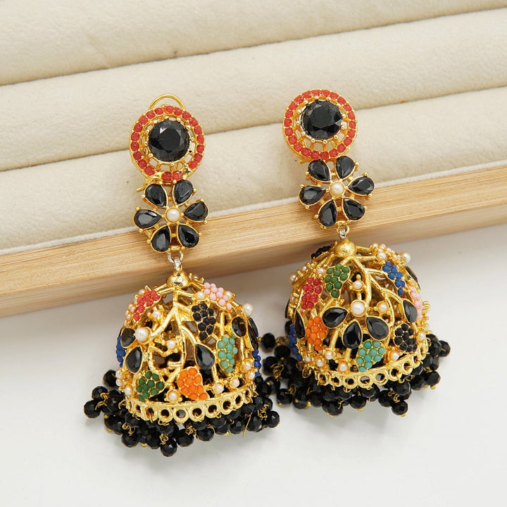 Polkis Nauratan Traditional Jhumka - tlmjewels