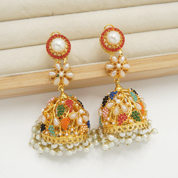 Polkis Nauratan Traditional Jhumka - tlmjewels