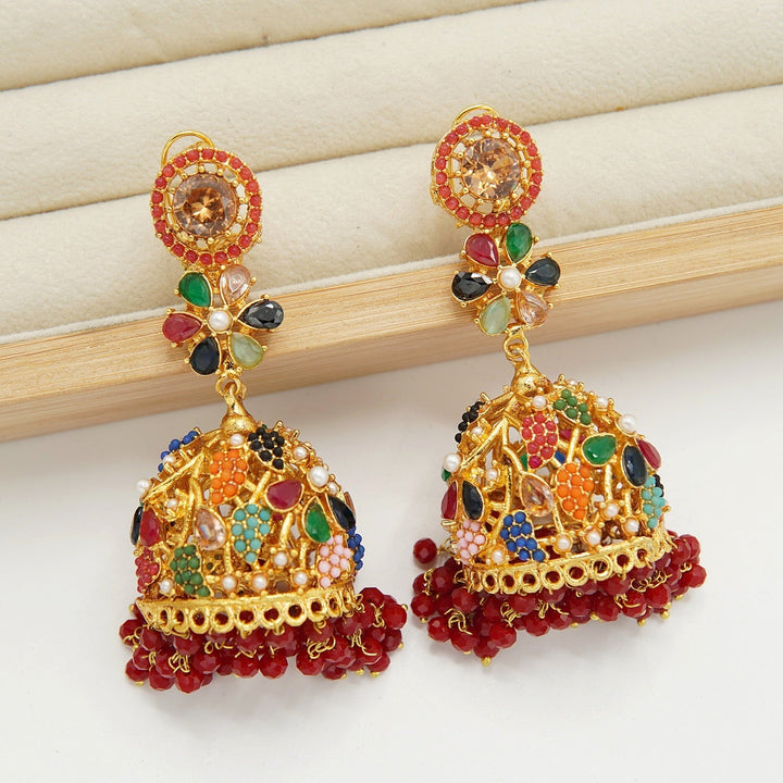 Polkis Nauratan Traditional Jhumka - tlmjewels