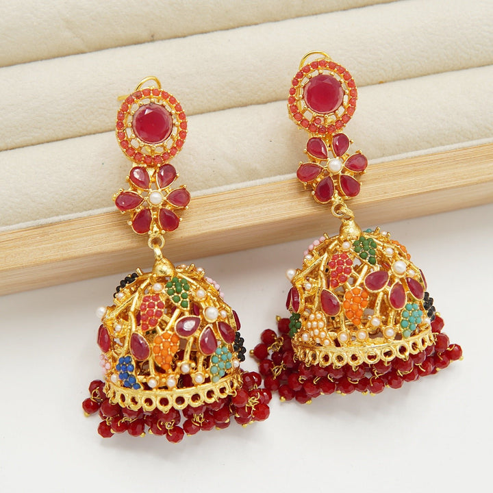 Polkis Nauratan Traditional Jhumka - tlmjewels