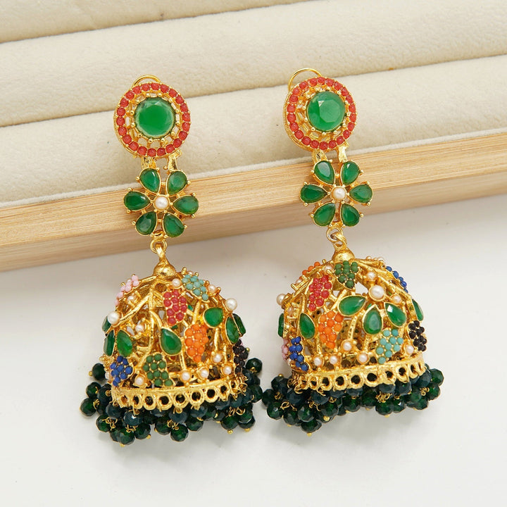 Polkis Nauratan Traditional Jhumka - tlmjewels