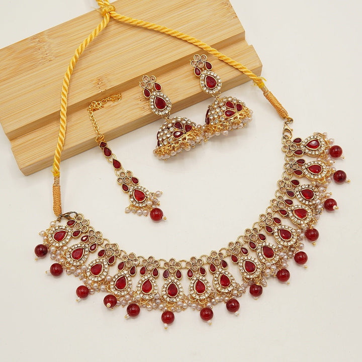 Reversed AD Polkis Insipred Mini Jhumki Necklace Sets - tlmjewels