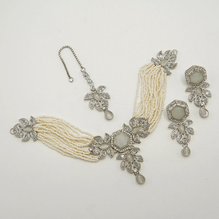 Rice Pearls Polkis Choker Set - tlmjewels