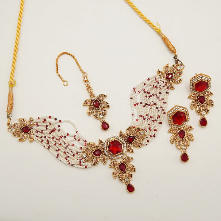 Rice Pearls Polkis Choker Set - tlmjewels