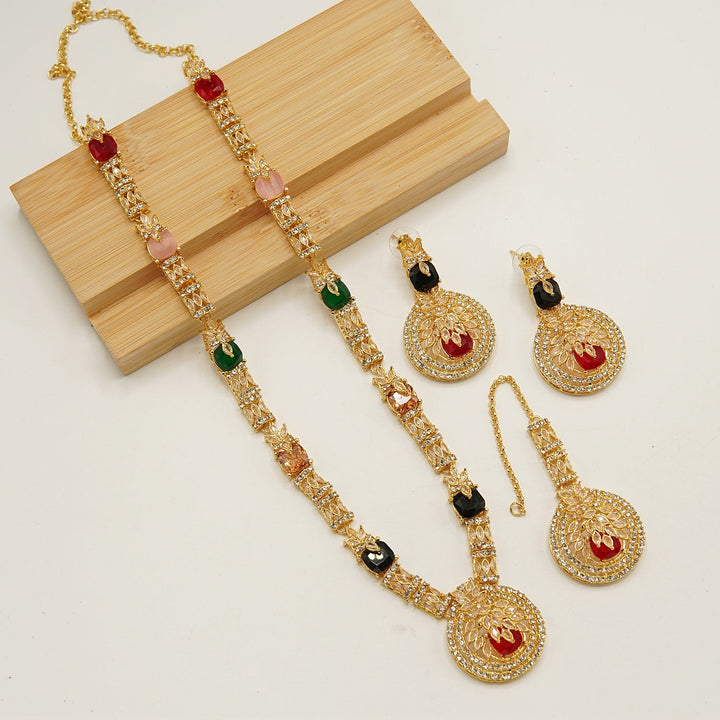 Royal Zirconia Doublets Long Length Mala Set - tlmjewels