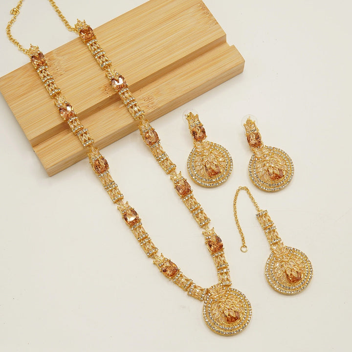 Royal Zirconia Doublets Long Length Mala Set - tlmjewels