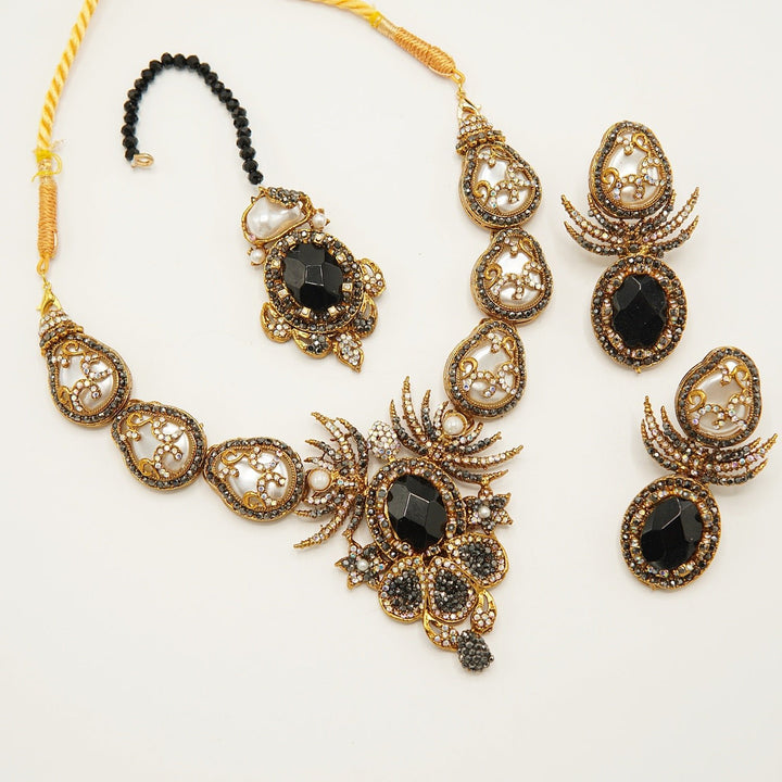 Semi Bridal Designer Mother Of Pearl Necklace Set - tlmjewels
