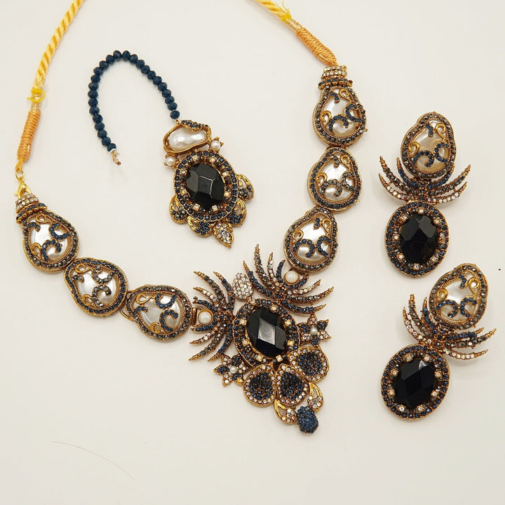 Semi Bridal Designer Mother Of Pearl Necklace Set - tlmjewels