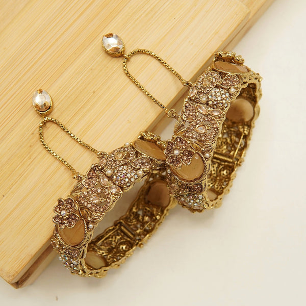 Semi Precious Stones Zircones Kangans Pair - Bangles - tlmjewels Pakistan
