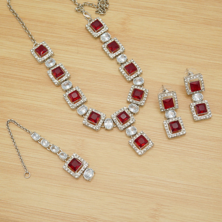 Silver Tone Doublets Zircones Necklace Sets - tlmjewels