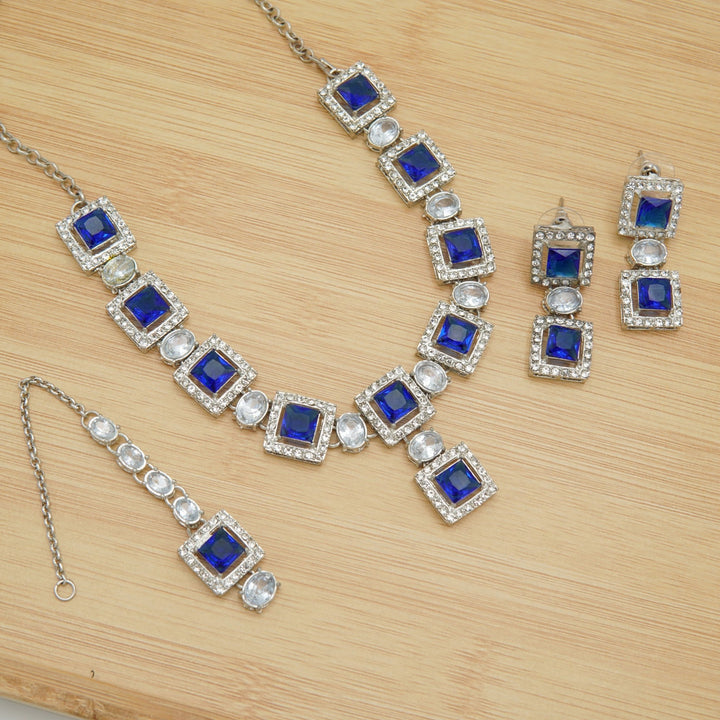 Silver Tone Doublets Zircones Necklace Sets - tlmjewels
