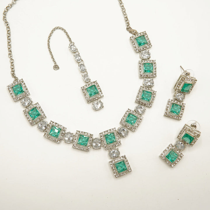 Silver Tone Doublets Zircones Necklace Sets - tlmjewels
