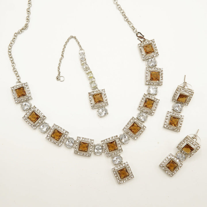 Silver Tone Doublets Zircones Necklace Sets - tlmjewels